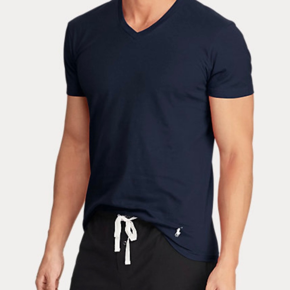 POLO RALPH LAUREN T-SHIRT V-NECK UNDERSHIRT TEE BLUE SMALL COTTON CLASSIC FIT
